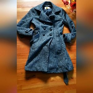 BANANA REPUBLIC Womens Small Double Breasted BLACK & WHITE Tweed  Vintage Coat